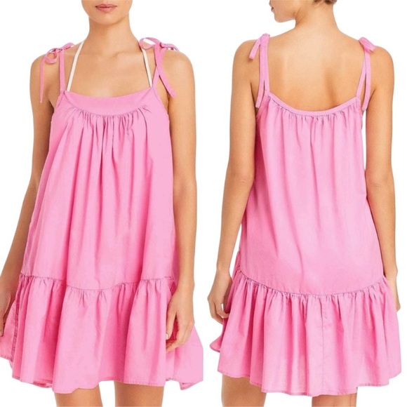 Aqua Other - AQUA Tiered Tie Shoulder Cotton Swim
Cover-up Dress